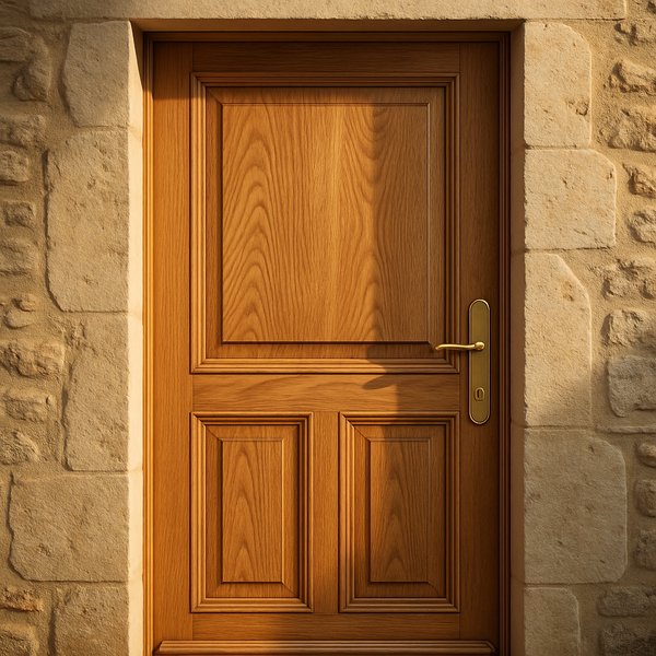 Porte d'entrée bois massif chêne